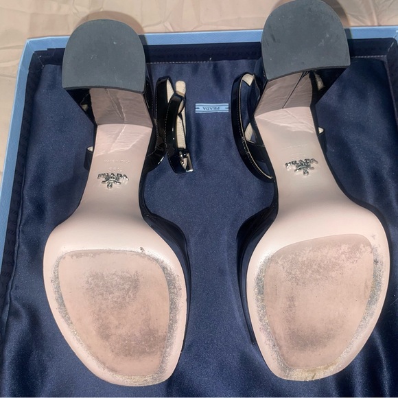 Prada Black Patent Leather Platform Ankle Strap Sandals! Fits size 7 1/2. - Picture 3 of 8
